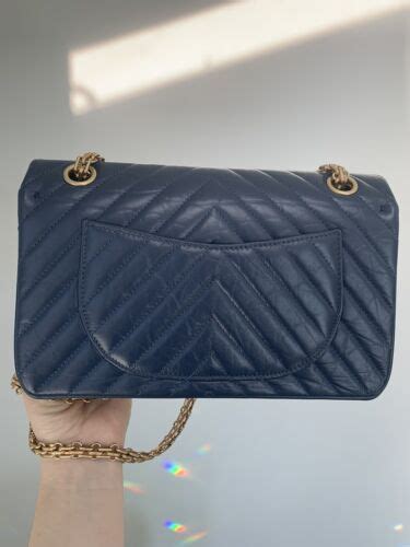 18a chanel chevron|CHANEL Medium Classic 2.55 Reissue Double Flap Bag Navy .